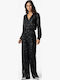 Women's Fabric Trousers Wide Line Black