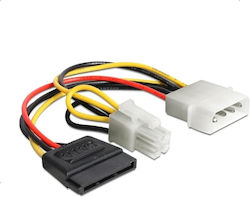 Delock Power Cable Molex 4 Pin Male To Sata 15 Pin Female + P4 Male 15 Cm