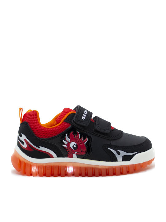 Παιδικά Sneakers με Σκρατς & Φωτάκια Μαύρα