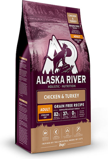 Alaska River Grain Free Adult Ξηρά Τροφή χωρίς Σιτηρά για Ενήλικες Στειρωμένες Γάτες με Κοτόπουλο / Γαλοπούλα 2kg