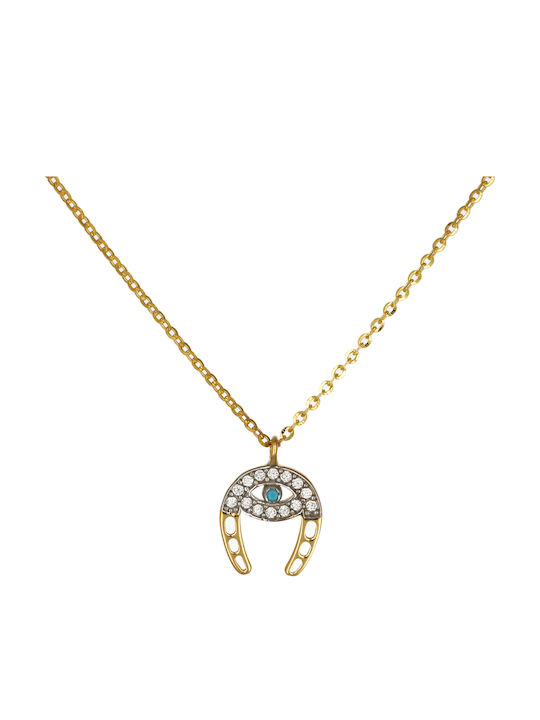 Halskette Bogen aus Gold 9 K mit Zirkon