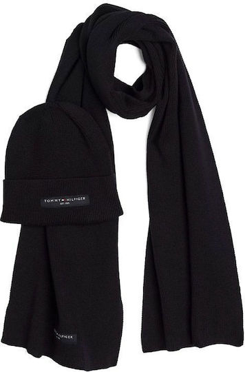Masculin Set cu Căciulă Tricotat în culoarea Negru