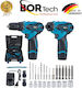 Homeone Bortech Set Mașină de găurit & Șurubelniță cu impact 18V cu 2 baterii 3Ah și husă