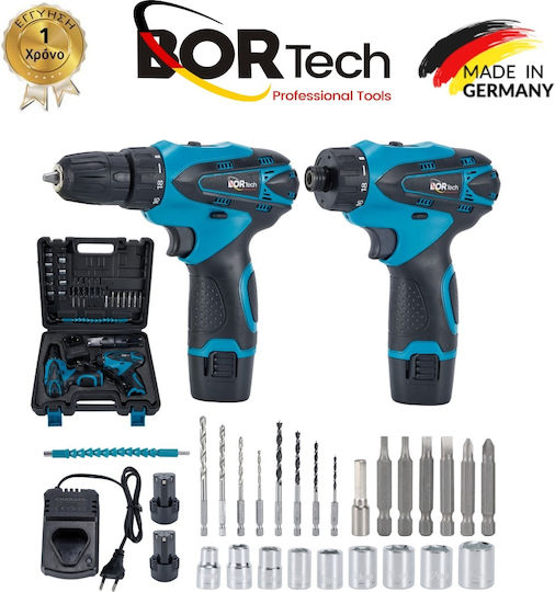 Homeone Bortech Set Mașină de găurit & Șurubelniță cu impact 18V cu 2 baterii 3Ah și husă