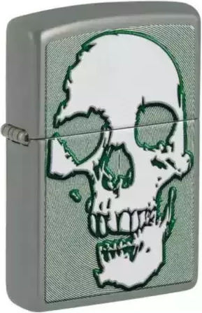 Zippo Skull Αντιανεμικός Αναπτήρας Φλόγας σε Πράσινο χρώμα