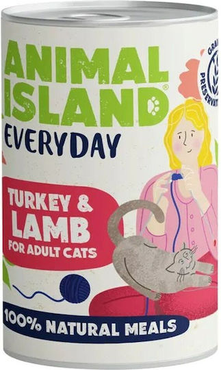Animal Island Wet Food for Adult Cats in Cans with Turkey and Lamb Gluten-Free 400gr