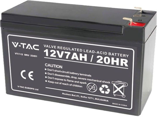 V-TAC Μπαταρία UPS με Χωρητικότητα 7Ah και Τάση 12V 23451 1τμχ