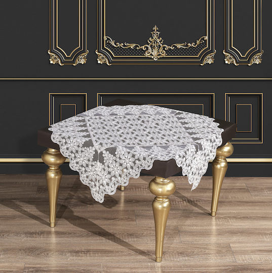 Liolios Home Checkered with Embroidery Lux Daisy-2 Ecru 85x85cm