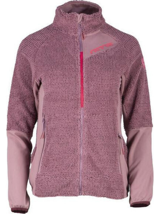 GTS Moda Italia Fleece Jachetă de damă cu Fermoar Plum GTS Moda Italia Fleece Jachetă de damă cu Fermoar Plum