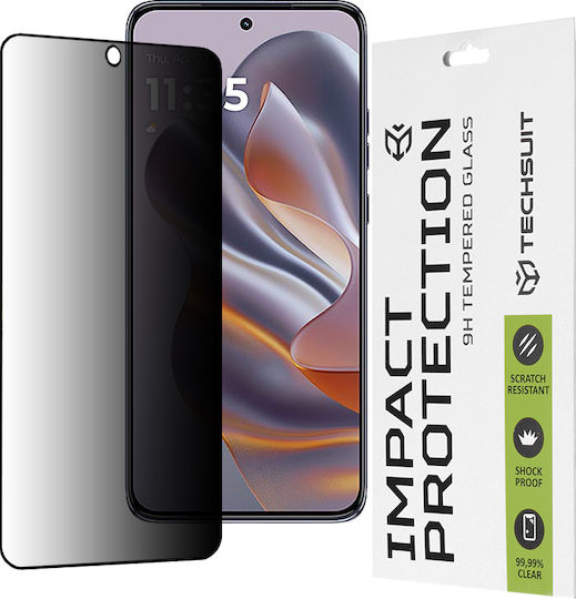 Techsuit Vollkleber Privatsphäre Vollflächig gehärtetes Glas Schwarz (Motorola Edge 50 Neo / Edge 60 Neo)