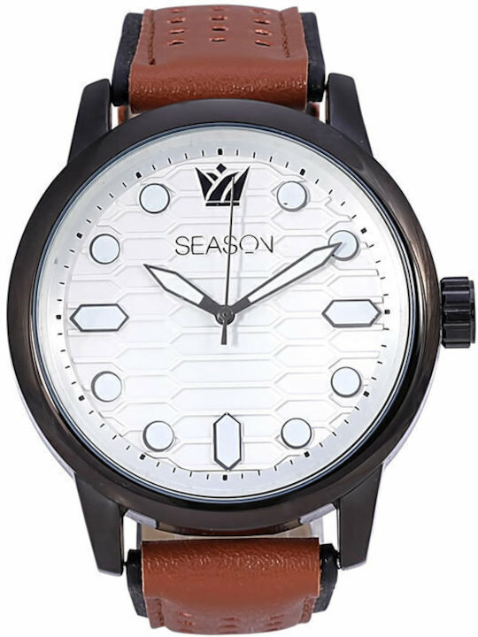 Season Time Ρολόι Μπαταρίας με Δερμάτινο Λουράκι Season Time Ρολόι Μπαταρίας με Δερμάτινο Λουράκι