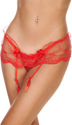 Comfort Garters with Lace Red