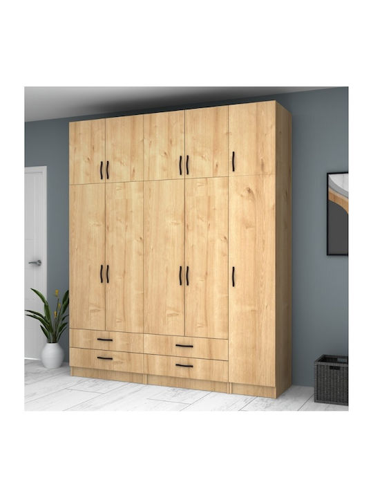 Five Door Wardrobe Ricardo with Loft Natural Be...