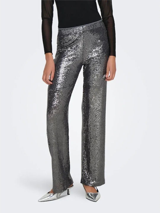 Only Women's Fabric Trousers Silver