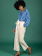 Damen Chino Hose in Schlanker Passform Ecru