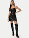 Rückenfreies Paillettenkleid Schwarz Schwarz