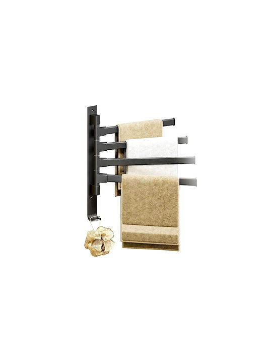 Wall-Mounted Bathroom Shelf Unit with 4 Positions ​31.5x30cm Black
