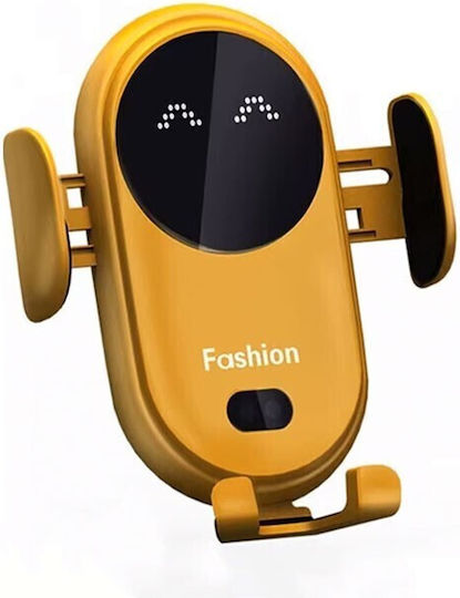 With Wireless Charger Car Mobile Mount with Adjustable Hooks and Wireless Charging Yellow