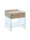 Bedside Table Glasser Wood Glass Brown 45x45x50cm EM840 1