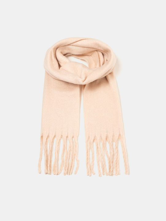 Ivory Plain Scarf with Fringes