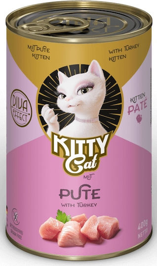 Kitty Cat Nassfutter für Junge Katzen in Dose mit Türkei, Thunfisch, Muscheln und Lachs ohne Getreide 400gr