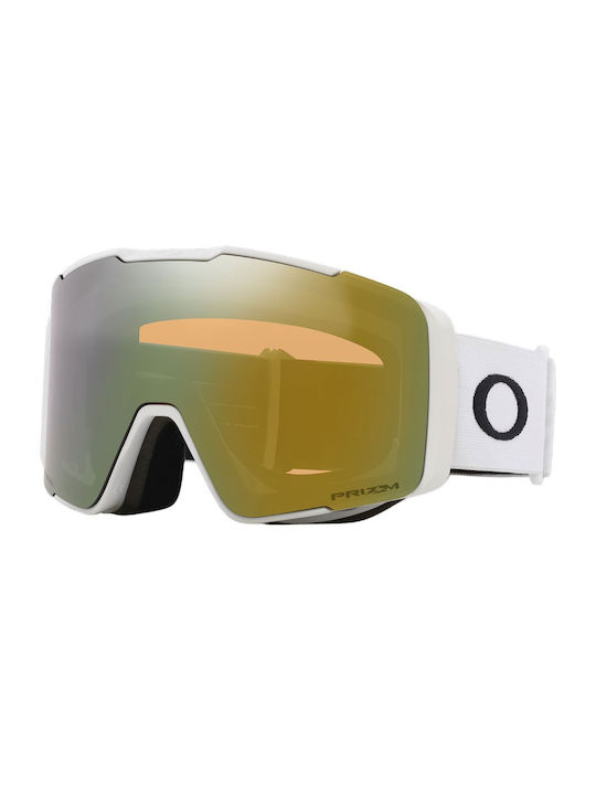 Oakley Line Miner Pro L Snow Ski- & Snowboardbrille Erwachsene Weiß mit Linse in Gold Farbe