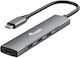 Equip Hub 4 Θυρών USB 2.0 με σύνδεση USB-C Γκρι