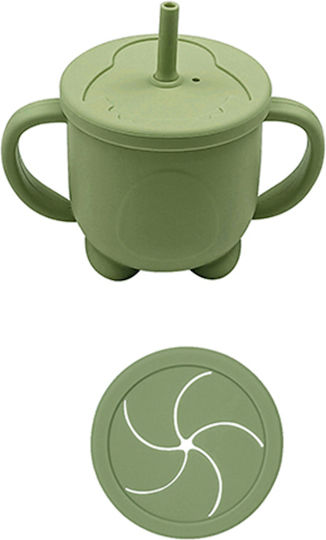 Baby Donkey Baby Cup with Handles and Straw made of Silicone Green 160ml
