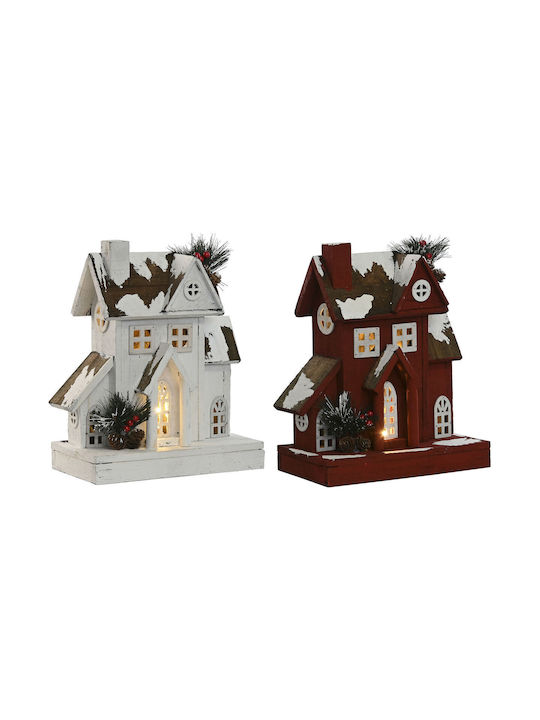 Hanging Ornament House White Illuminated 26x32cm Set 2pcs