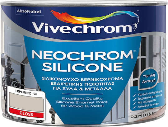 Vopsea lac siliconică de calitate excepțională pentru lemn și metal Vivechrom Neochrom Silicon No96 Gri Bej 375ml