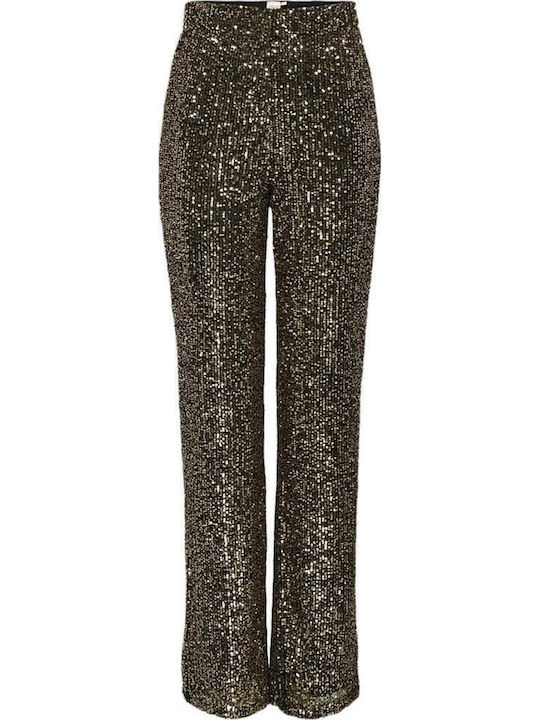 Women's Fabric Trousers Black with Sequins