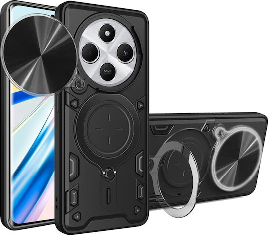 Techsuit Umschlag Rückseite Metallisch Schwarz (Redmi 14C / Poco C75)