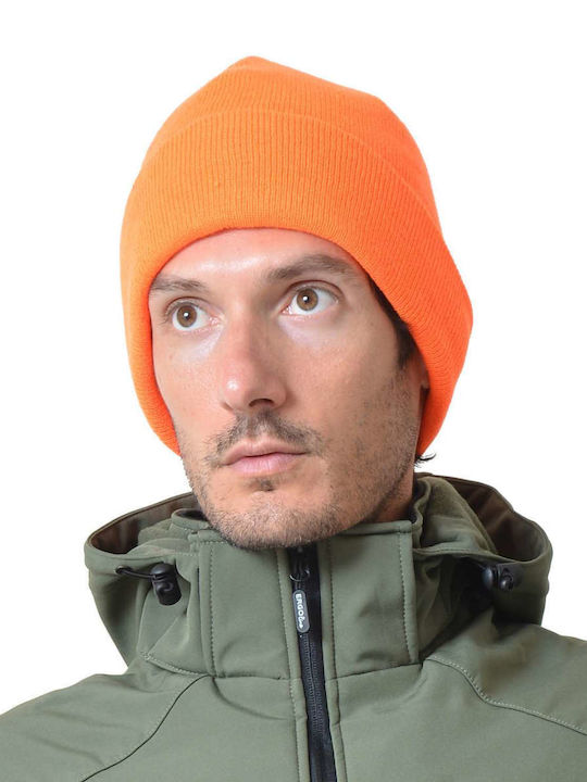 Beanie Unisex Σκούφος Πλεκτός σε Πορτοκαλί χρώμα