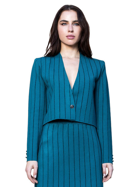 Aggel Kurz Damen Blazer Petrol Blau