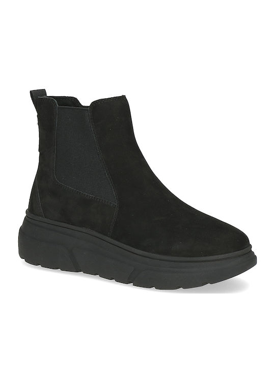 Caprice Leather Women's Ankle Boots Platform Black