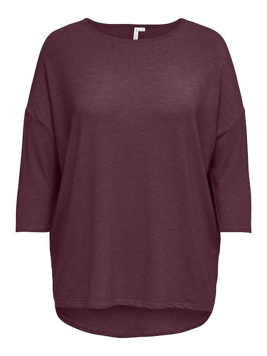 Only Damen Bluse mit 3/4 Ärmel Burgundisch