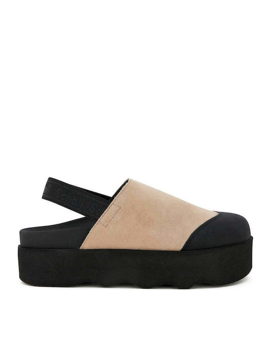 Abby Suede Mules με Χαμηλό Τακούνι σε Μπεζ Χρώμα
