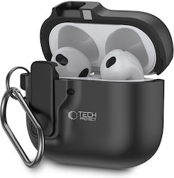 Tech-Protect Case Silicone with Hook in Black color for Apple AirPods 4