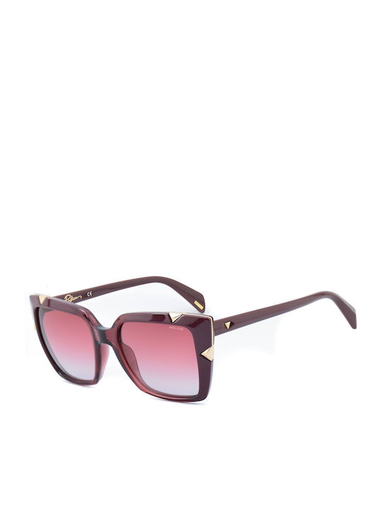 Police Damen Sonnenbrille mit Burgundisch Kunststoff Gestell und Burgundisch Verlaufsfarbe Linse SPLA15 07LN