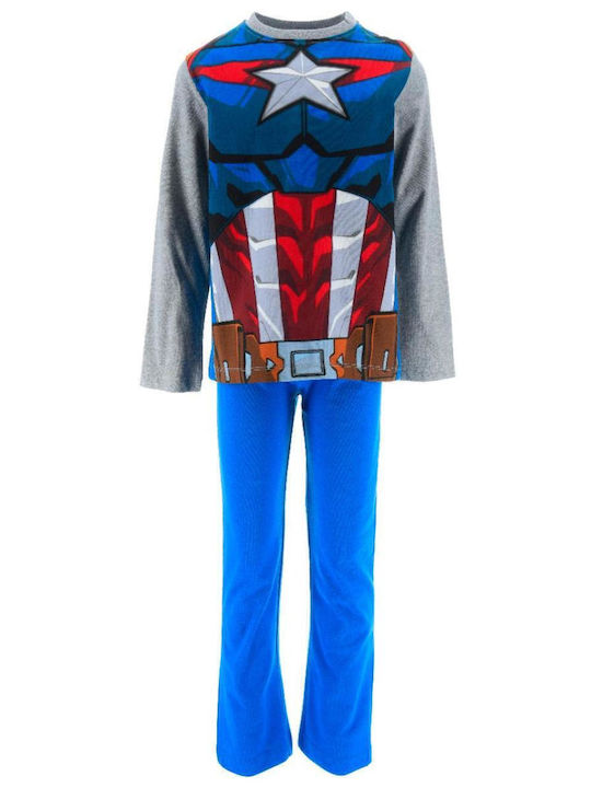 Superheroes Παιδική Πιτζάμα Χειμωνιάτικη Blue