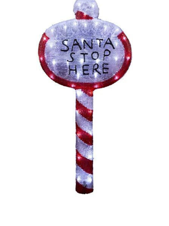 Figurină Plastică Iluminată De Crăciun Semnează Înălțime 78cm Santa Stop Here