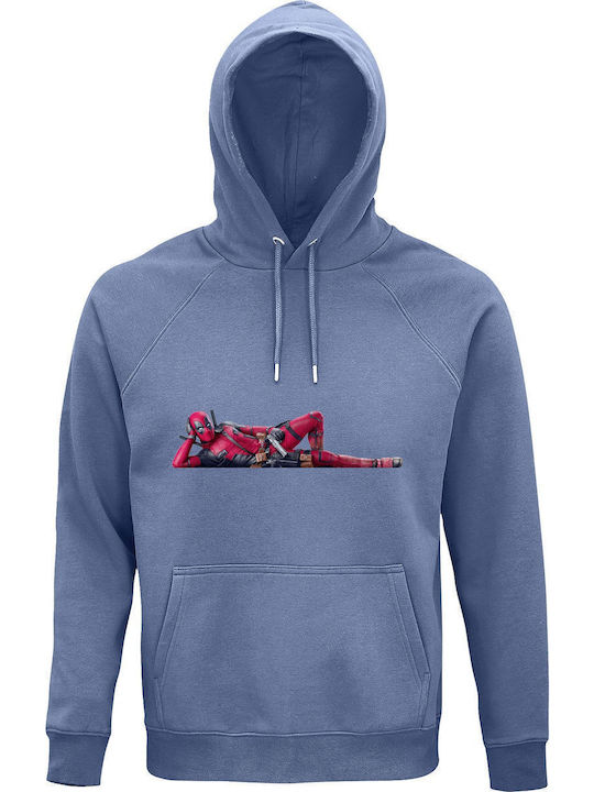 Детски Суичър с Качулка и Джобове Син Chilling Deadpool