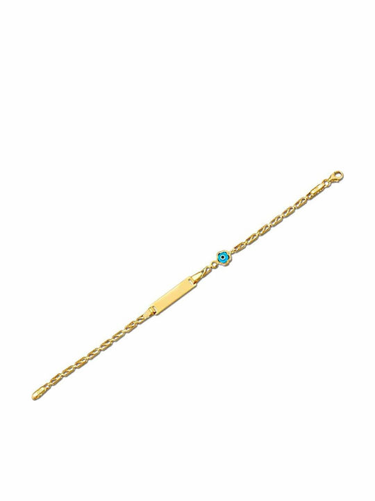Atofio Kosmima Kids Bracelet ID from Gold 14K with Evil Eye & Stones