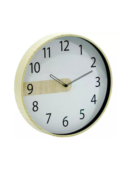 General Trade Leise Wanduhr Kunststoff Μπεζ-Λευκό Ø30cm