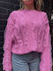 Damen Pullover mit Spitze Rosa