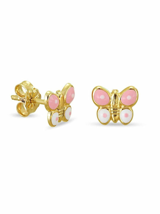 Atofio Kosmima Детски Обеци Studs Пеперуди от Злато 9K SK2118