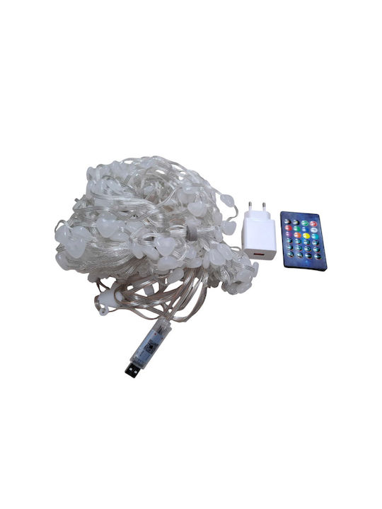 Lichterketten LED 2m. x 200cm Mehrfarbige USB Typ Vorhang 1Stück Herzen