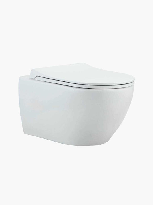 Ege Vitrifiye Wandhängende Toilette Randlos mit Deckel Duroplast Sanftes Schließen Weiße Ege Vitrifiye Wandhängende Toilette Randlos mit Deckel Duroplast Sanftes Schließen Weiße
