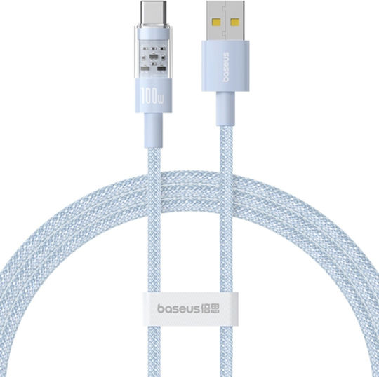 Baseus Gem USB 2.0 Cable USB-C Male - USB-A 100W PD Blue 2m P10373002311-01