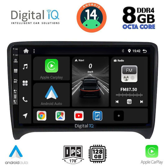 Digital IQ Ηχοσύστημα Αυτοκινήτου για Audi TT 2007-2015 (Bluetooth/USB/AUX/WiFi/GPS/Apple-Carplay/Android-Auto) με Οθόνη Αφής 9"